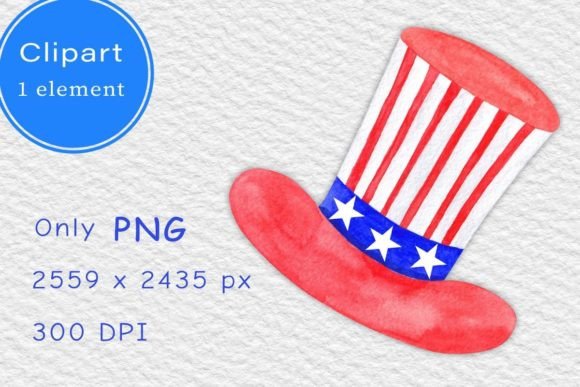 Download Watercolor American Hat. Clipart PNG - Watercolor Collection
