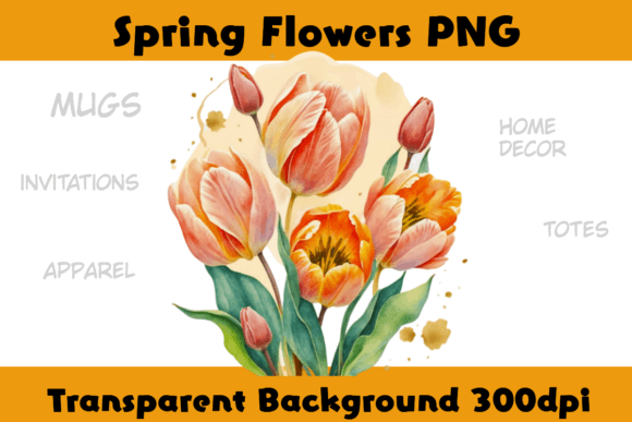 Download Tulips Spring Flowers Watercolor Art PNG - Watercolor Collection
