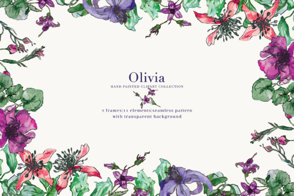 Download Purple Flowers Watercolor Clipart Set - Watercolor Collection