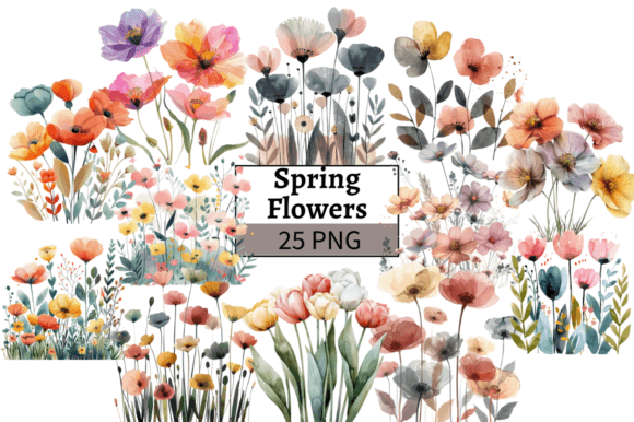 Download Watercolor Spring Flowers PNG Clipart - Watercolor Collection