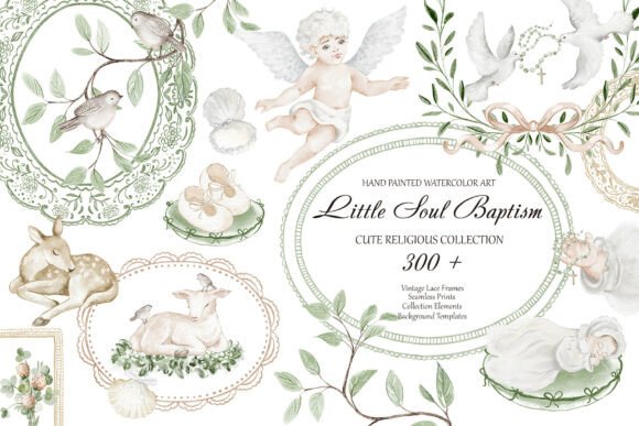 Download Hand Painted Baptism Watercolor Set - Watercolor Collection
