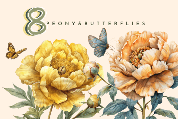 Download Peony Flower, Watercolor Yellow Floral - Watercolor Collection