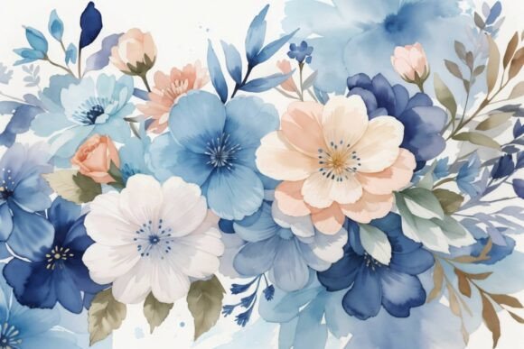Download Soft Blue Watercolor Floral Background - Watercolor Collection