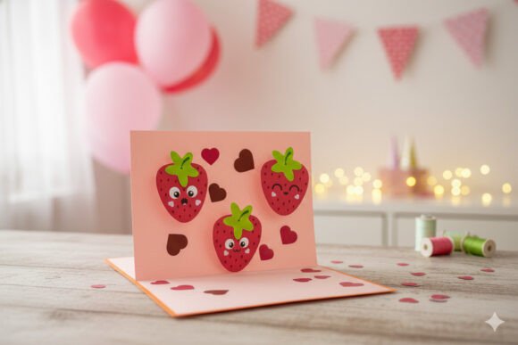 Download Pop-up Card - Cute Strawberries - Premium Resources
