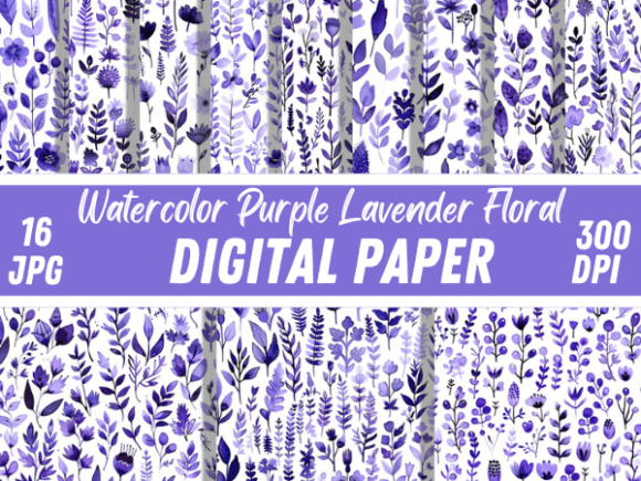 Download Watercolor Purple Lavender Floral Patter - Watercolor Collection