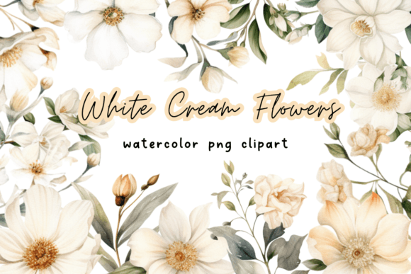 Download White Cream Watercolor Flower Clipart - Watercolor Collection