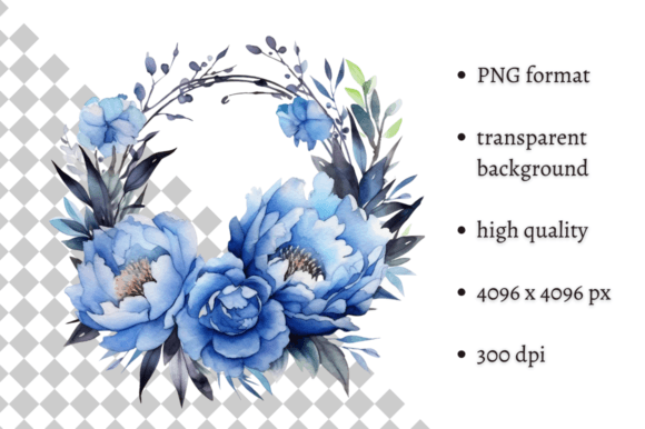 Download Watercolor Blue Peonies PNG Clipart - Watercolor Collection