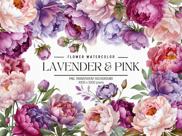 Download Lavender &amp; Pink Flowers Watercolor - Watercolor Collection