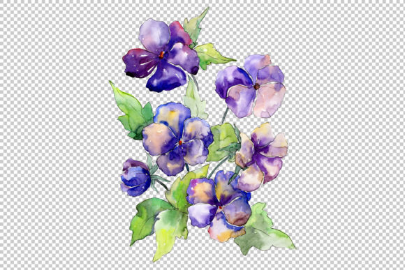 Download Watercolor Bouquet of Purple Viola Set - Watercolor Collection