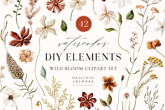 Download Wild Bloom Watercolor Digital Clipart - Watercolor Collection