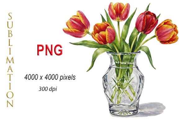 Download Watercolor Tulips, Flower Bouquet PNG - Watercolor Collection