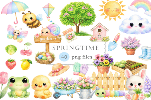 Download Springtime Cute Clipart Watercolor PNG - Watercolor Collection