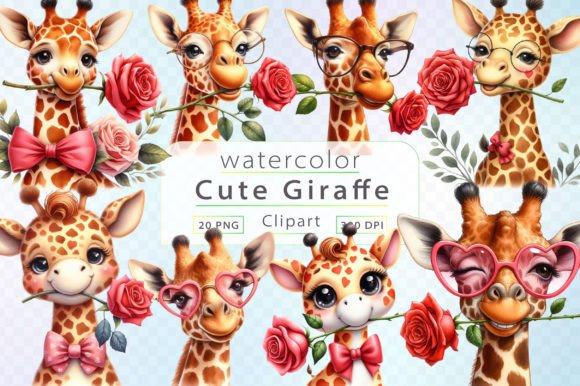 Download Watercolor Giraffe Clipart Bundle - Watercolor Collection