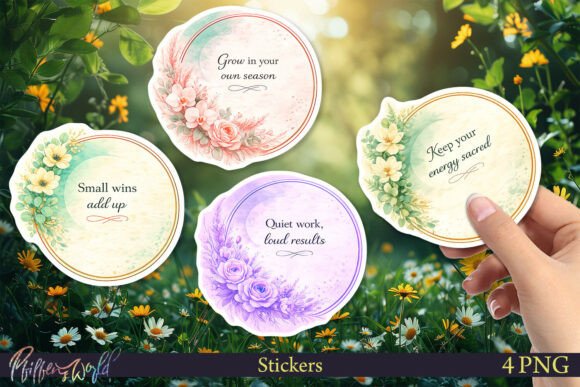 Download Motivational Floral Stickers, Watercolor - Watercolor Collection