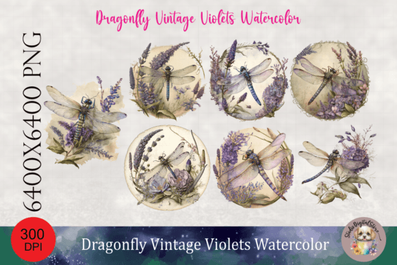 Download Dragonfly Vintage Watercolor Clipart PNG - Watercolor Collection