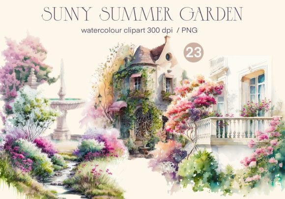 Download Sunny Summer Garden Clipart Watercolor - Watercolor Collection