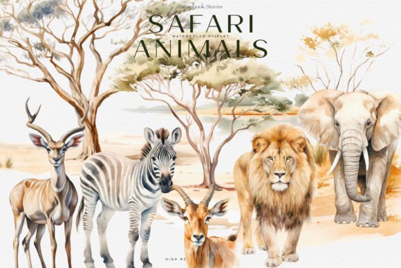 Download Watercolor Safari Animals Clipart Set - Animals Collection
