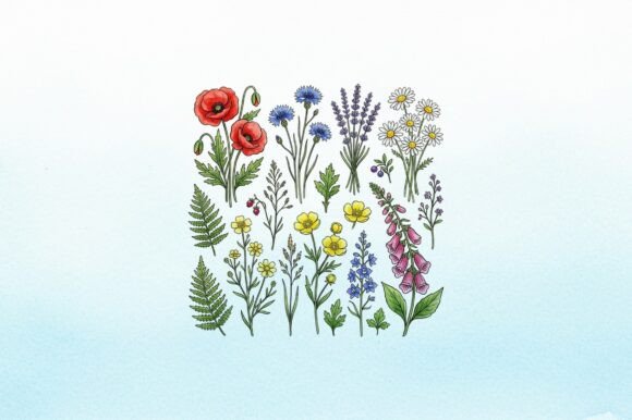 Download Mixed Wildflowers Watercolor Art Clipart - Watercolor Collection