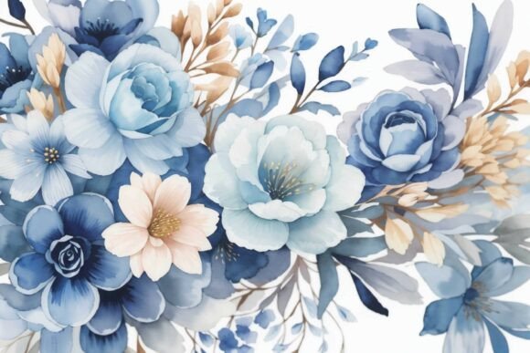 Download Soft Blue Watercolor Floral Background - Watercolor Collection