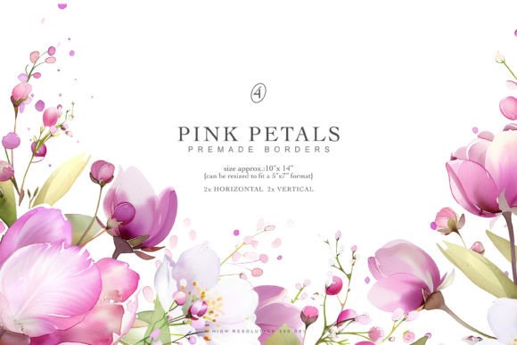 Download Watercolor Pink Flowers Premade Frames - Watercolor Collection