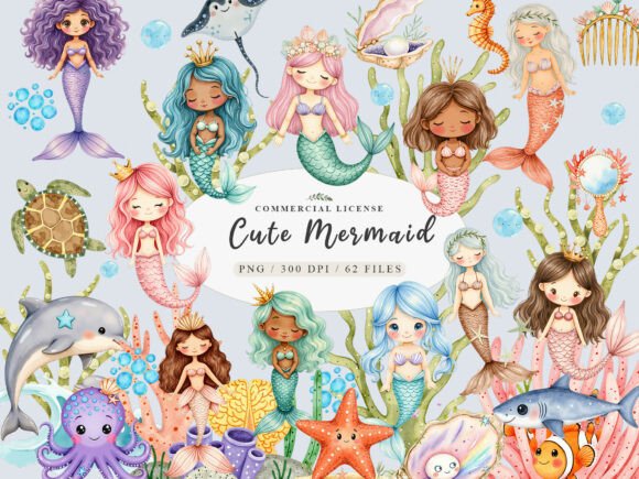 Download Watercolor Pastel Baby Mermaid Clipart, - Watercolor Collection