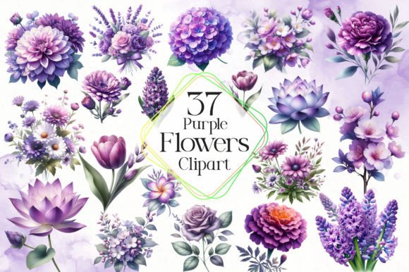 Download Purple Flowers Watercolor Clipart - Watercolor Collection