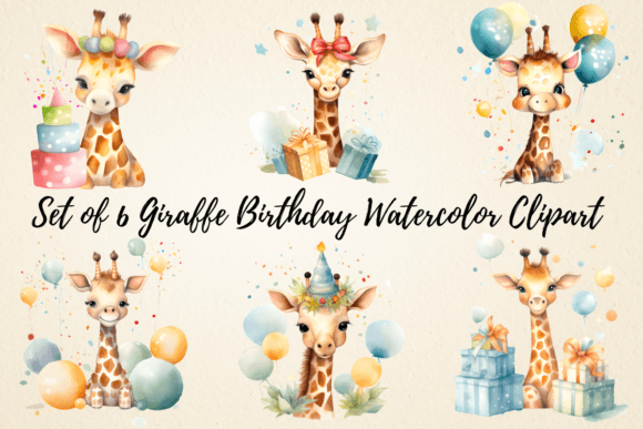Download Giraffe Birthday Watercolor Clipart - Watercolor Collection