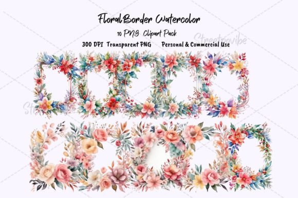 Download Floral Border Watercolor Clipart PNG Art - Watercolor Collection