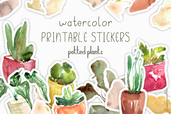 Download Watercolor Plants Printable Stickers - Watercolor Collection