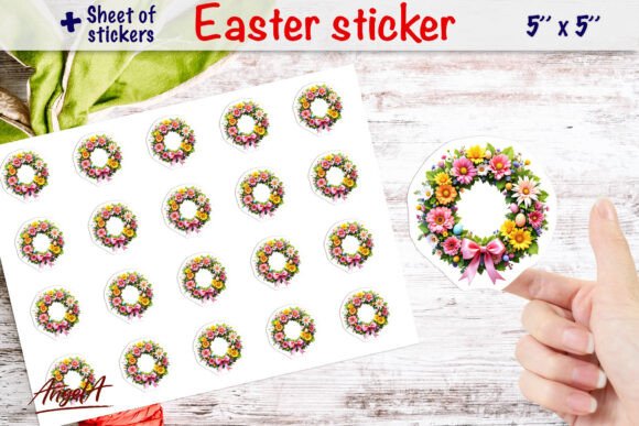 Download Watercolor Floral Wreath Easter Stickers - Watercolor Collection