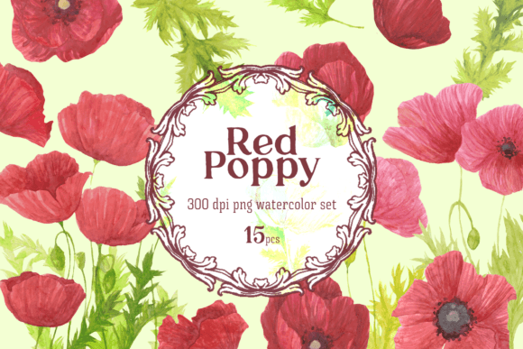 Download Red Poppy Watercolor Floral Clipart - Watercolor Collection