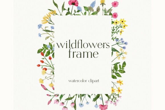 Download Watercolor Wildflower Wreath Clipart - Watercolor Collection