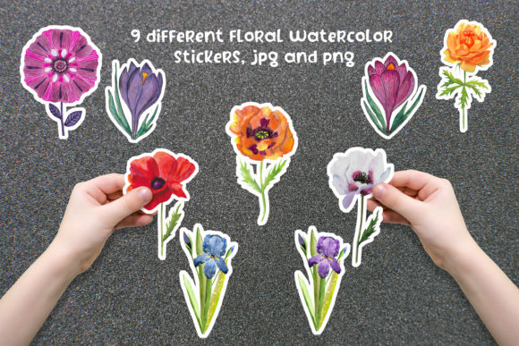 Download Different Floral Watercolor Stickers - Watercolor Collection