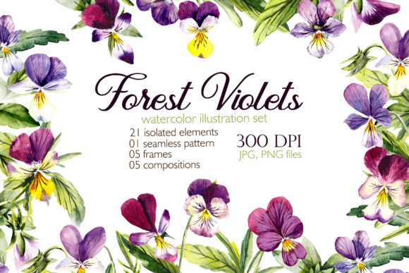 Download Watercolor Forest Violets - Watercolor Collection