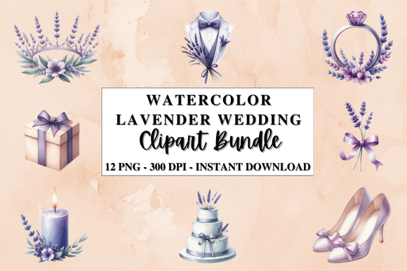 Download Watercolor Lavender Wedding Clipart - Watercolor Collection