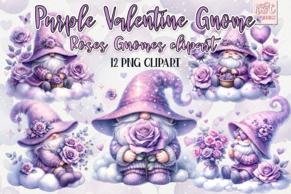 Download Watercolor Violet Roses Valentine Gnomes - Watercolor Collection