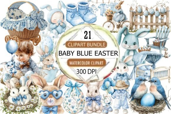 Download Baby Blue Easter Watercolor Clipart - Watercolor Collection