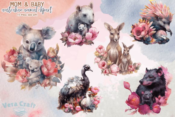 Download Mom &amp; Baby Australian Animals Clipart - Animals Collection
