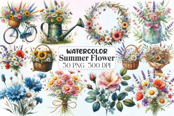 Download Watercolor Summer Flower Clipart - Watercolor Collection