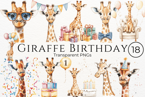 Download Giraffe Birthday Watercolor Clipart - Watercolor Collection