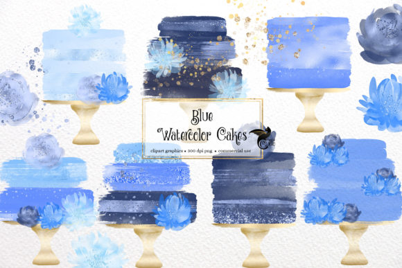 Download Blue Watercolor Cakes Clipart - Watercolor Collection