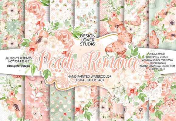 Download Watercolor PEACH DREAMS Digital Paper Pa - Watercolor Collection