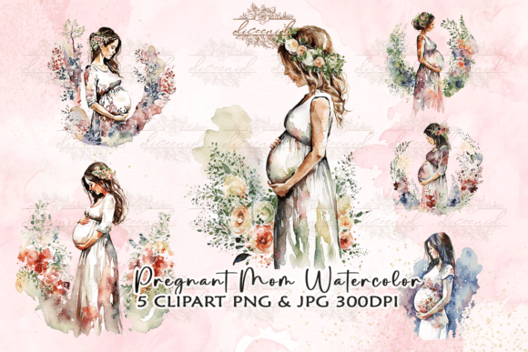 Download Pregnant Mom Watercolor Clipart - Watercolor Collection