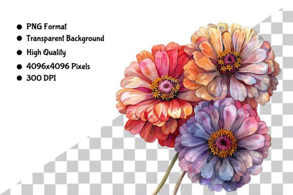 Download Watercolor Zinnia Flower PNG - Watercolor Collection
