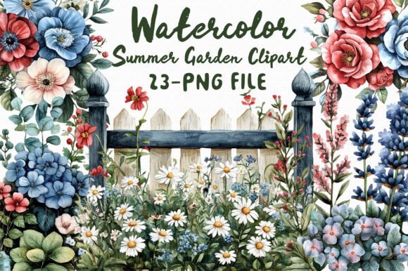 Download Watercolor Summer Garden Clipart - Watercolor Collection