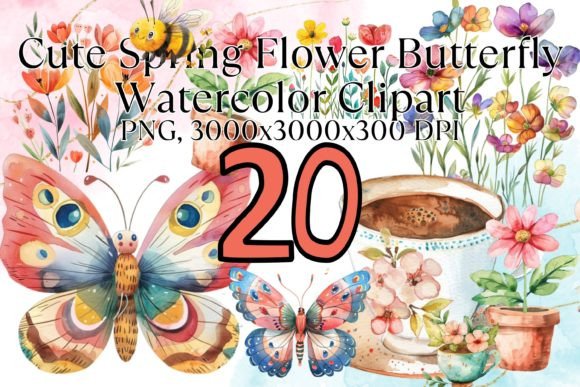 Download Cute Spring Flower Butterfly Watercolor - Watercolor Collection