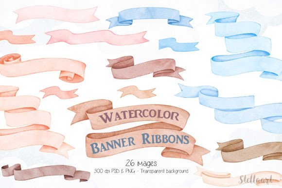 Download Watercolor Banner Ribbons Clipart - Watercolor Collection