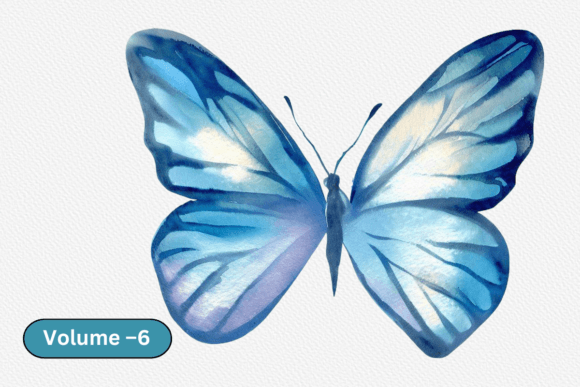 Download Blue Butterfly Watercolor Clipart Vol–6 - Watercolor Collection