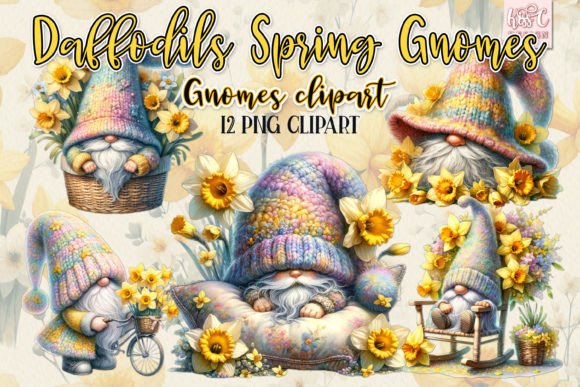 Download Watercolor Spring Gnome with Daffodils - Watercolor Collection