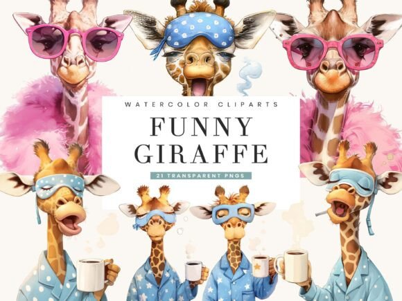 Download Watercolor Funny Giraffe Clipart Bundle - Watercolor Collection